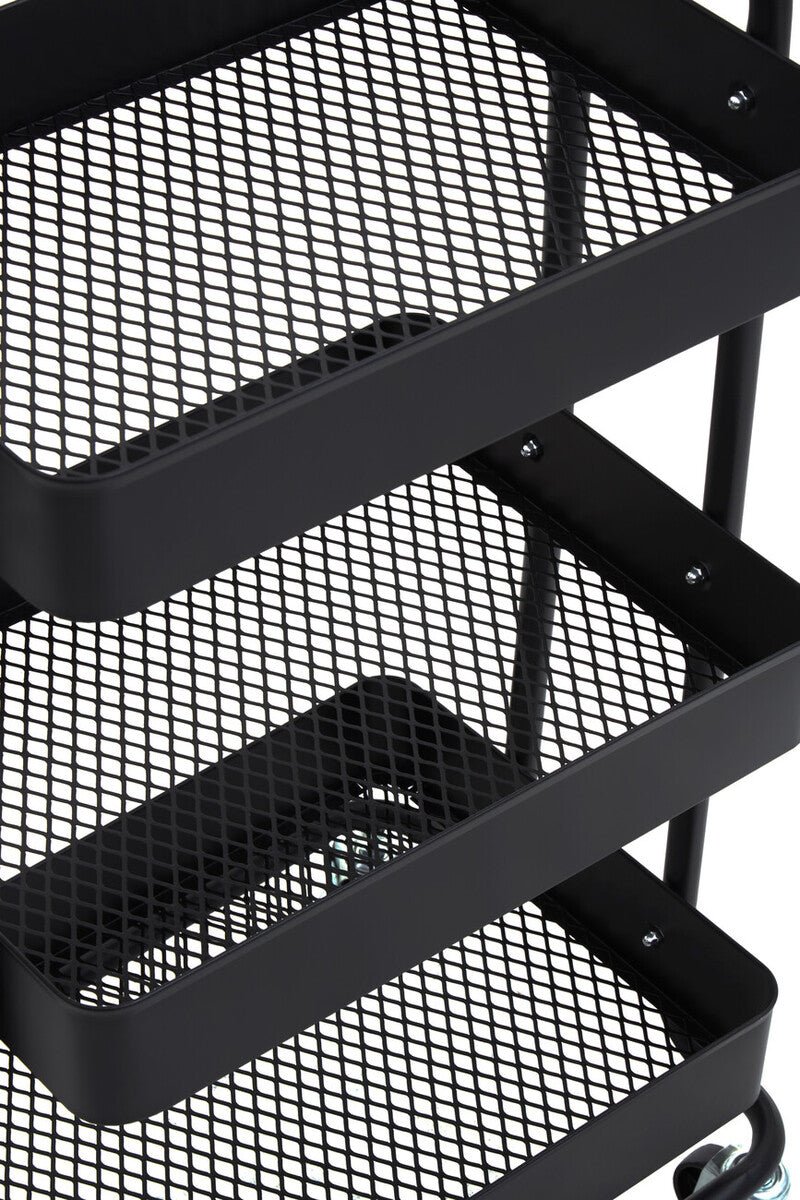 Acero Three Tier Black Metal Trolley - Joe’s Haven