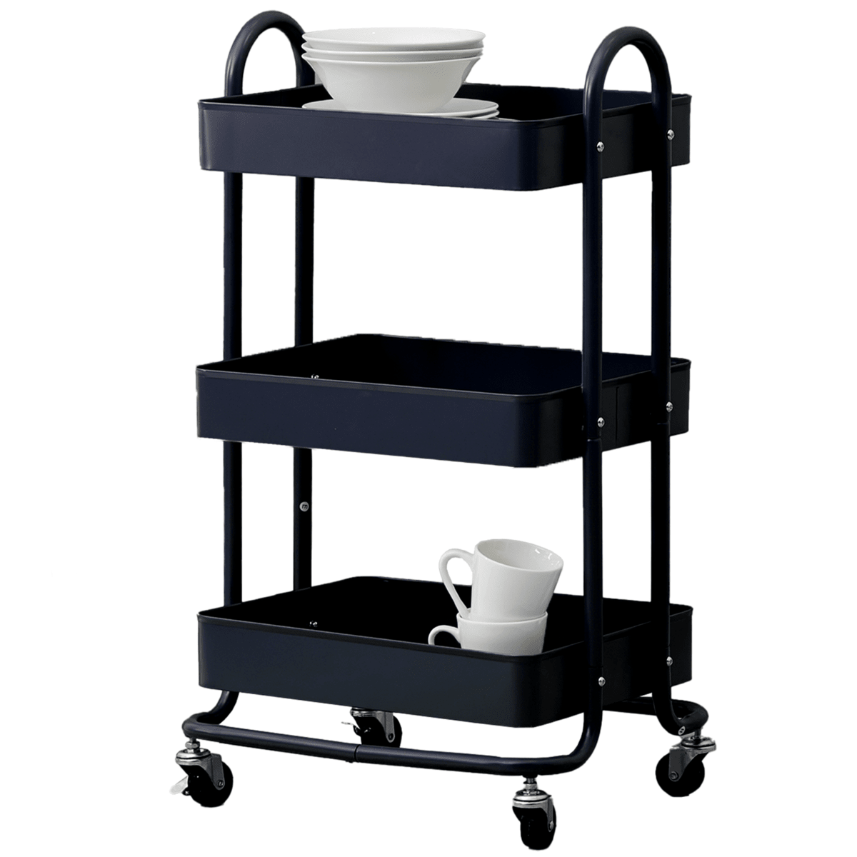 Acero Three Tier Black Metal Trolley - Joe’s Haven