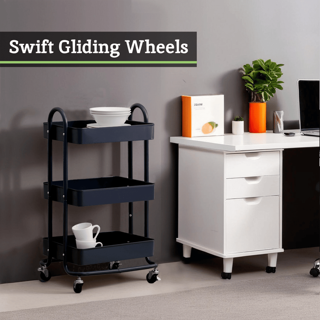 Acero Three Tier Black Metal Trolley - Joe’s Haven