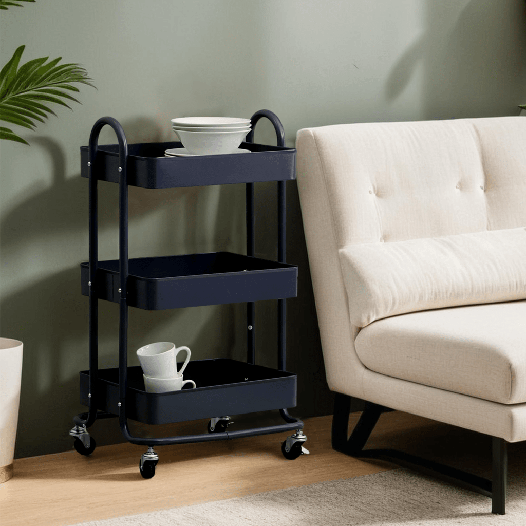 Acero Three Tier Black Metal Trolley - Joe’s Haven