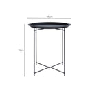 Black Powder Coated Metal Round Side Table with Intersecting Cross Base, Acero - Joe’s Haven