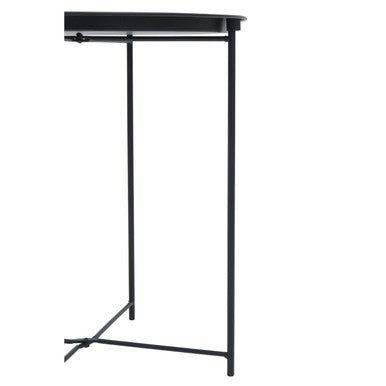 Black Powder Coated Metal Round Side Table with Intersecting Cross Base, Acero - Joe’s Haven