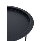 Black Powder Coated Metal Round Side Table with Intersecting Cross Base, Acero - Joe’s Haven
