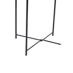 Black Powder Coated Metal Round Side Table with Intersecting Cross Base, Acero - Joe’s Haven