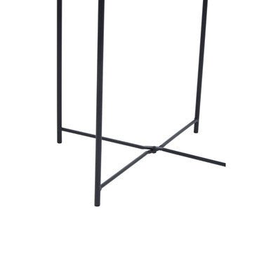 Black Powder Coated Metal Round Side Table with Intersecting Cross Base, Acero - Joe’s Haven