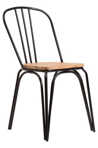 District Dining Chair Elm Wood Seat With Black Finish Metal Frame - Joe’s Haven