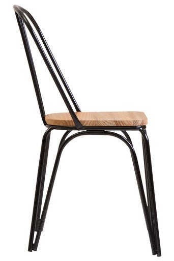 District Dining Chair Elm Wood Seat With Black Finish Metal Frame - Joe’s Haven