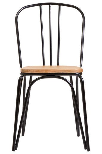 District Dining Chair Elm Wood Seat With Black Finish Metal Frame - Joe’s Haven