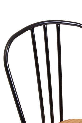 District Dining Chair Elm Wood Seat With Black Finish Metal Frame - Joe’s Haven