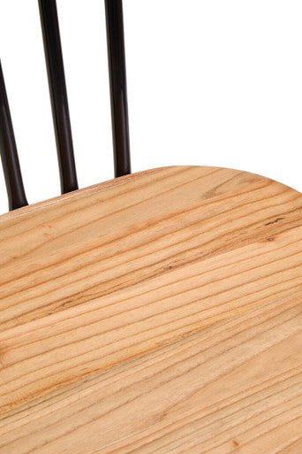 District Dining Chair Elm Wood Seat With Black Finish Metal Frame - Joe’s Haven