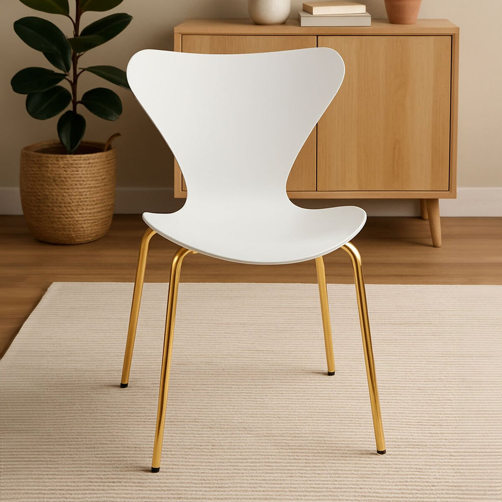 Laila White Seat And Gold Finish Legs Dining Chair - Joe’s Haven