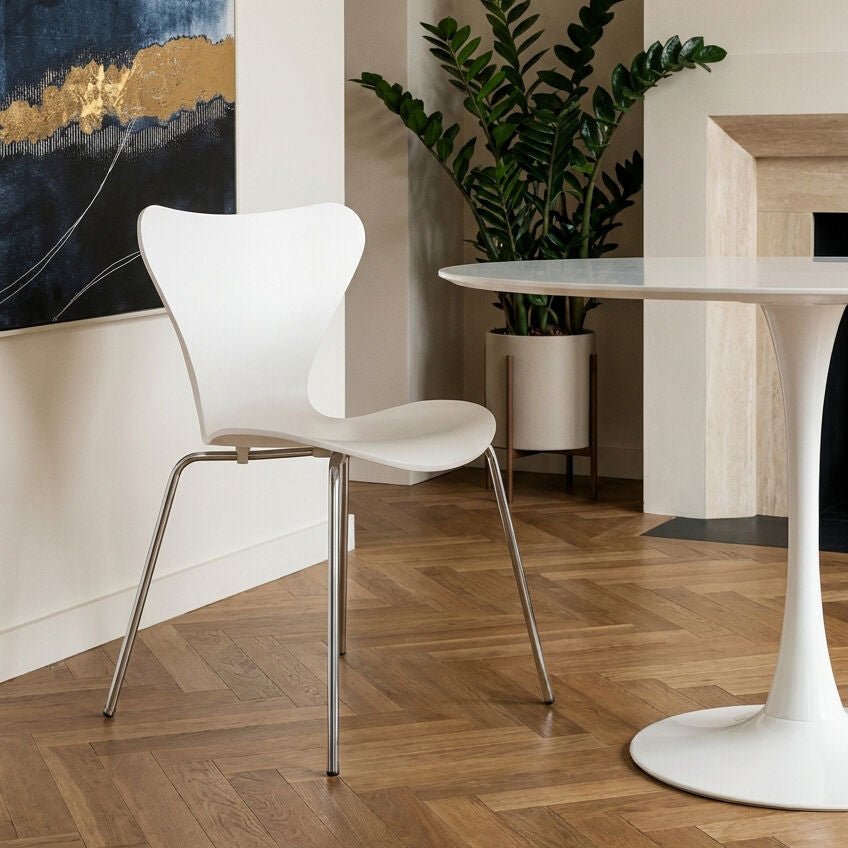 Laila White Seat And Silver Chrome Legs Dining Chair - Joe’s Haven