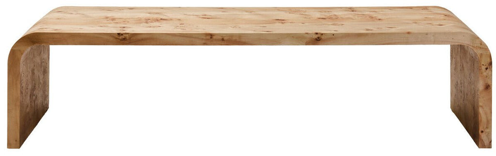 Natural Burl Wood Curved Coffee Table with Smooth Curved Edges, Mota - Joe’s Haven