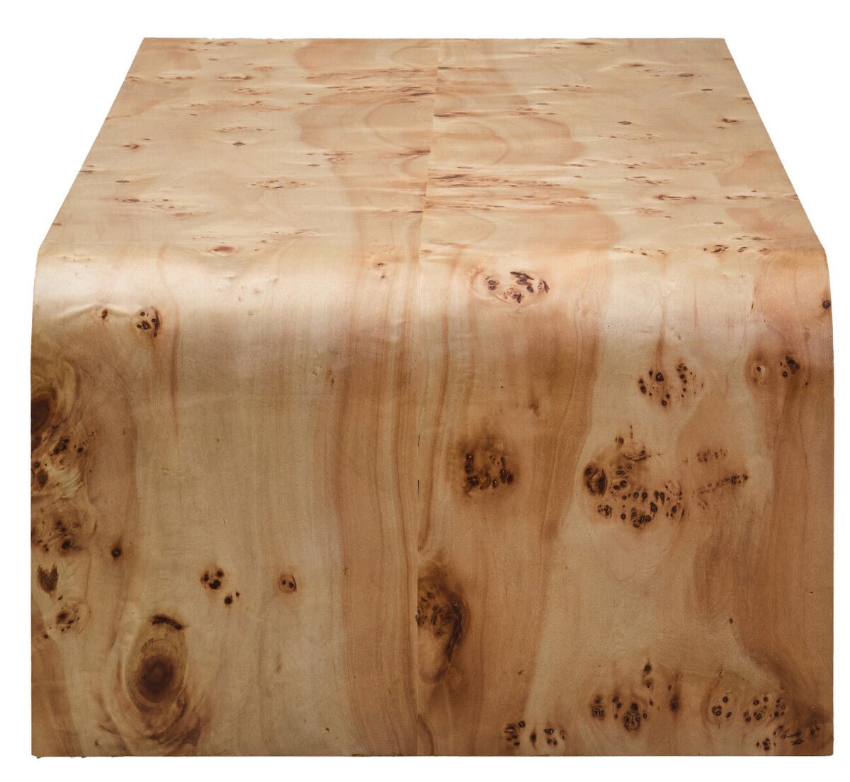 Natural Burl Wood Curved Coffee Table with Smooth Curved Edges, Mota - Joe’s Haven