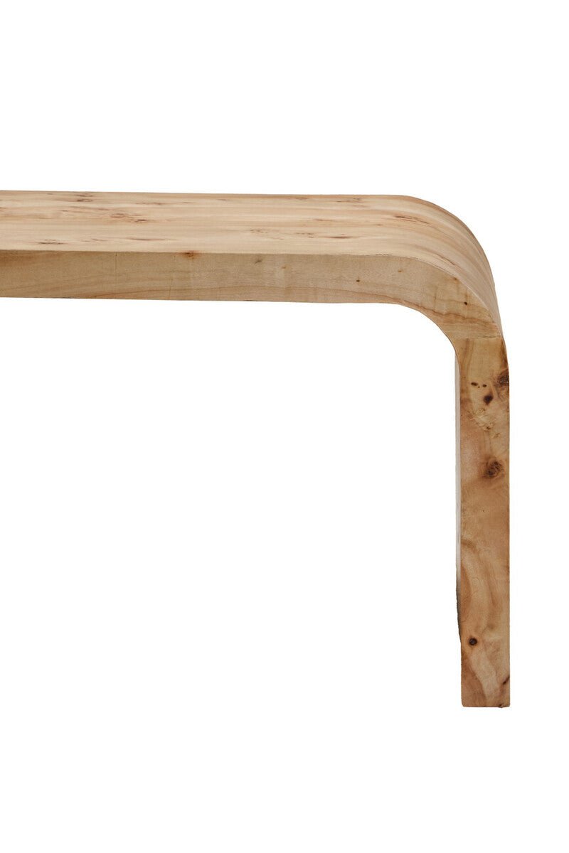 Natural Burl Wood Curved Coffee Table with Smooth Curved Edges, Mota - Joe’s Haven