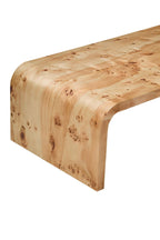 Natural Burl Wood Curved Coffee Table with Smooth Curved Edges, Mota - Joe’s Haven