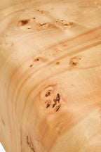 Natural Burl Wood Curved Coffee Table with Smooth Curved Edges, Mota - Joe’s Haven