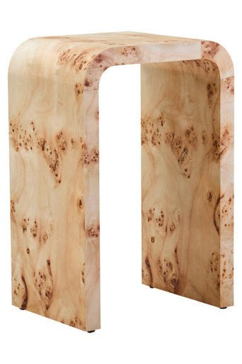 Natural Burl Wood Curved Side Table with Smooth Curved Edges, Mota - Joe’s Haven