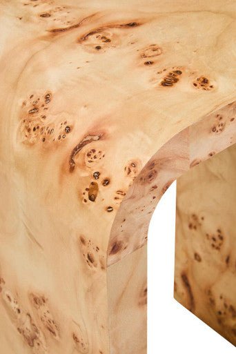 Natural Burl Wood Curved Side Table with Smooth Curved Edges, Mota - Joe’s Haven