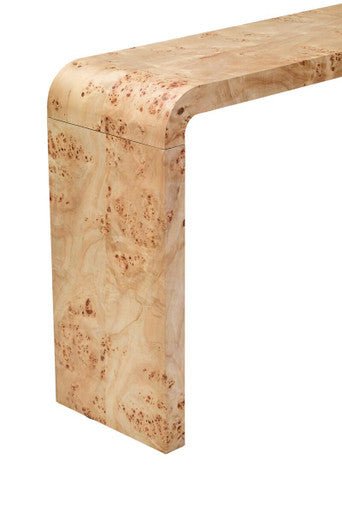 Natural Burl Wood Curved Console Table with Smooth Curved Edges, Mota - Joe’s Haven