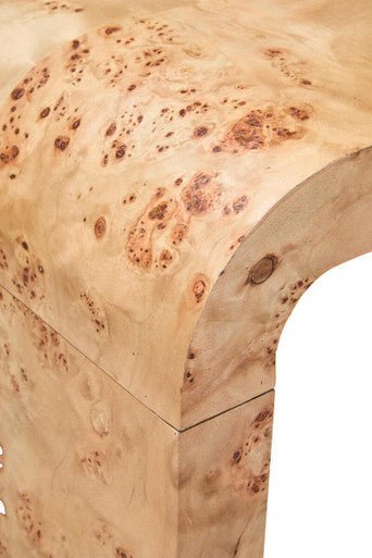 Natural Burl Wood Curved Console Table with Smooth Curved Edges, Mota - Joe’s Haven