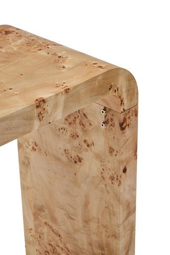 Natural Burl Wood Curved Console Table with Smooth Curved Edges, Mota - Joe’s Haven