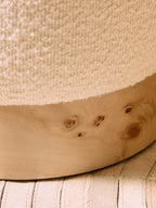 Mota Burl Wood And Cream Boucle Round Stool - Joe’s Haven