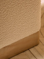 Mota Burl Wood And Cream Boucle Square Stool - Joe’s Haven