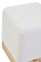 Mota Burl Wood And Cream Boucle Square Stool - Joe’s Haven