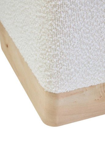 Mota Burl Wood And Cream Boucle Square Stool - Joe’s Haven