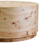 Natural Burl Wood Round Coffee Table with Drum Shape Design, Mota - Joe’s Haven