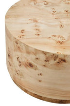 Natural Burl Wood Round Coffee Table with Drum Shape Design, Mota - Joe’s Haven