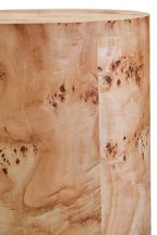 Natural Burl Wood Round Side Table with Drum Shape Design, Mota - Joe’s Haven