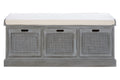 Heritage Grey Three Drawer Storage Bench with Cushion - Joe’s Haven