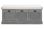 Heritage Grey Three Drawer Storage Bench with Cushion - Joe’s Haven