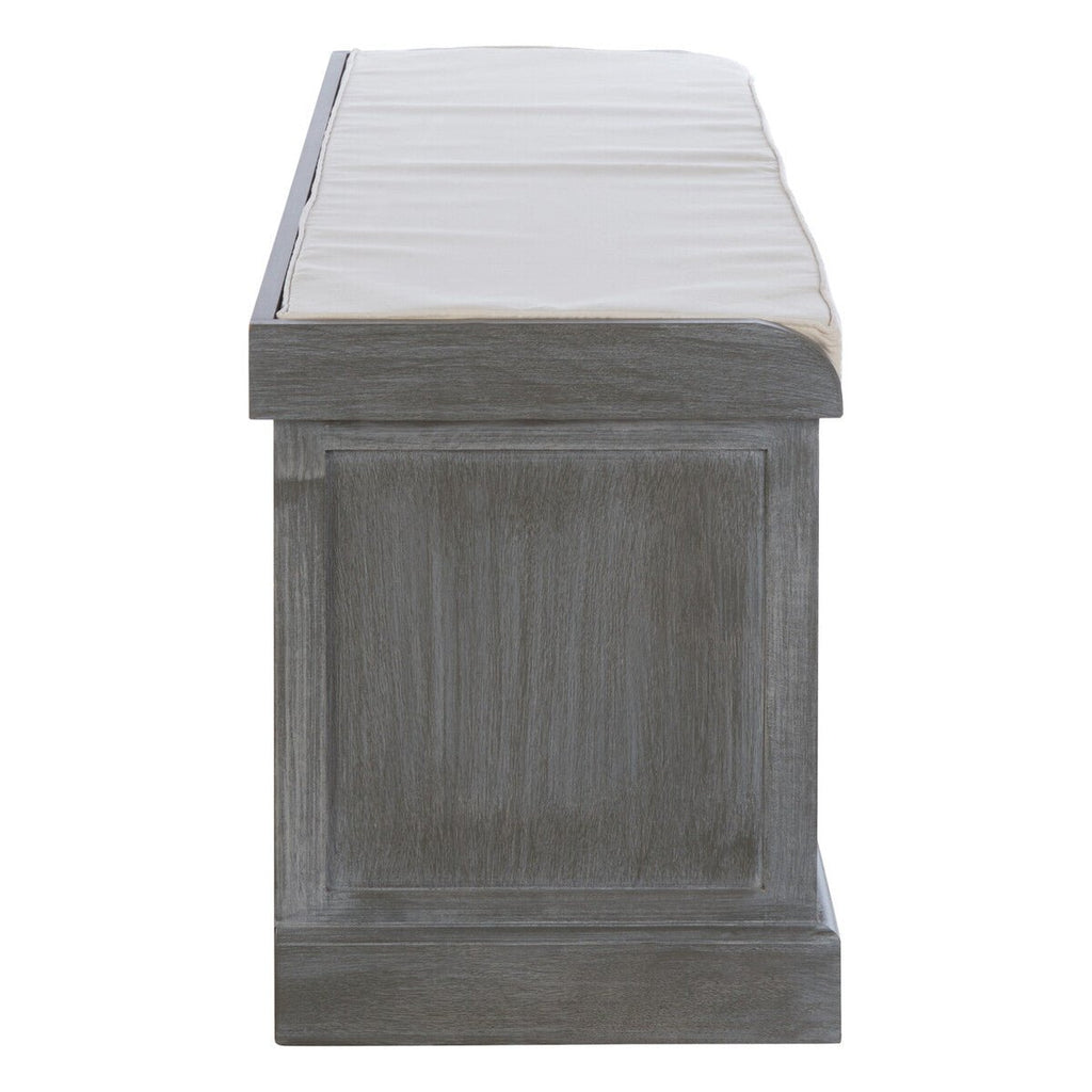 Heritage Grey Three Drawer Storage Bench with Cushion - Joe’s Haven