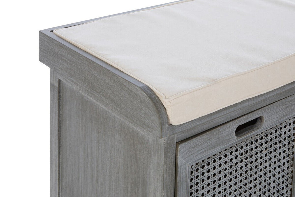 Heritage Grey Three Drawer Storage Bench with Cushion - Joe’s Haven