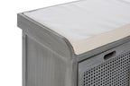 Heritage Grey Three Drawer Storage Bench with Cushion - Joe’s Haven