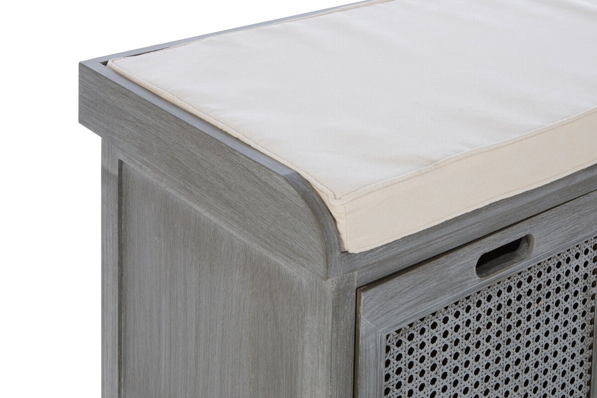 Heritage Grey Three Drawer Storage Bench with Cushion - Joe’s Haven