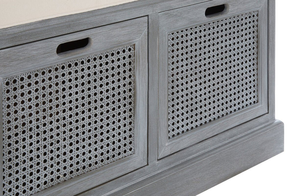Heritage Grey Three Drawer Storage Bench with Cushion - Joe’s Haven