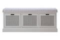 Heritage White Three Drawer Storage Bench with Cushion - Joe’s Haven