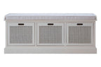 Heritage White Three Drawer Storage Bench with Cushion - Joe’s Haven