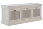 Heritage White Three Drawer Storage Bench with Cushion - Joe’s Haven