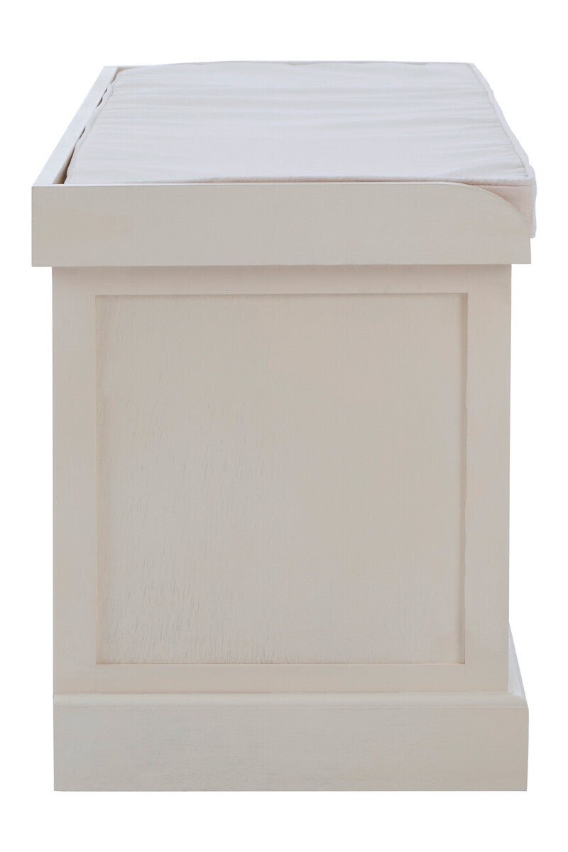 Heritage White Three Drawer Storage Bench with Cushion - Joe’s Haven