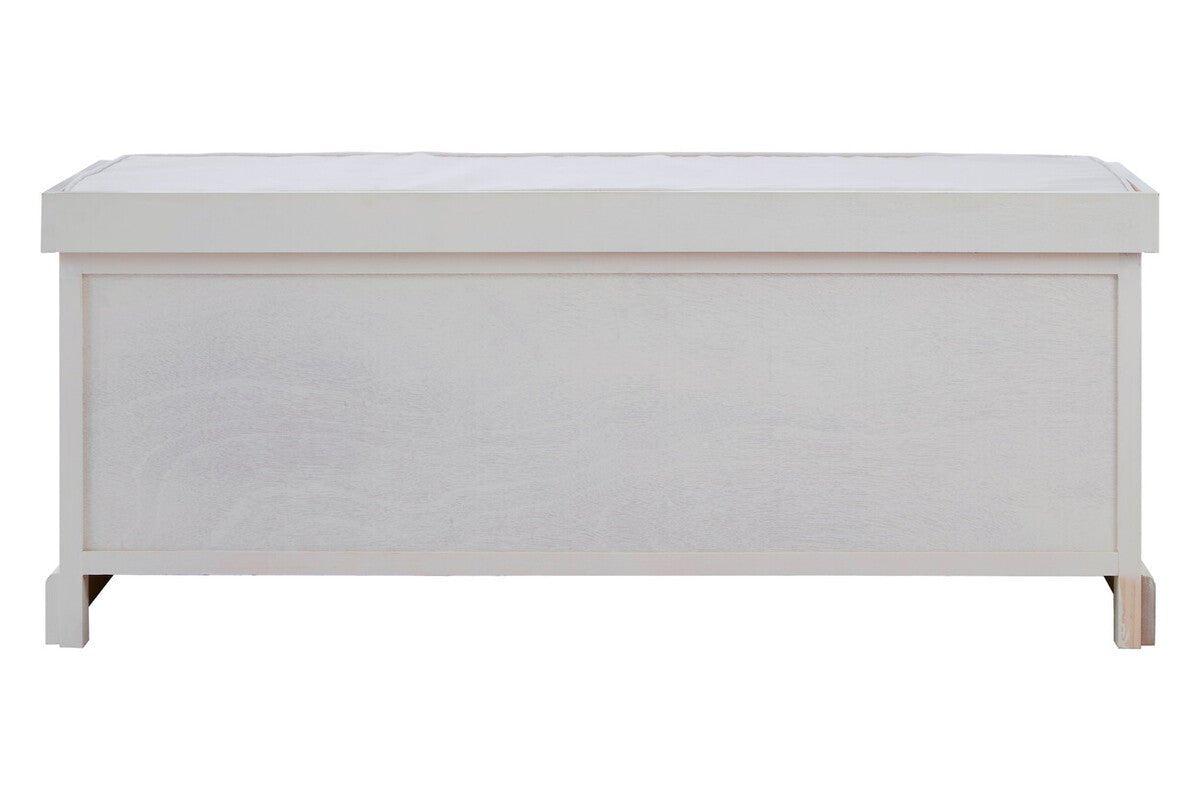 Heritage White Three Drawer Storage Bench with Cushion - Joe’s Haven