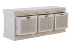 Heritage White Three Drawer Storage Bench with Cushion - Joe’s Haven