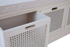Heritage White Three Drawer Storage Bench with Cushion - Joe’s Haven