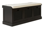 Heritage Black Three Drawer Storage Bench with Cushion - Joe’s Haven