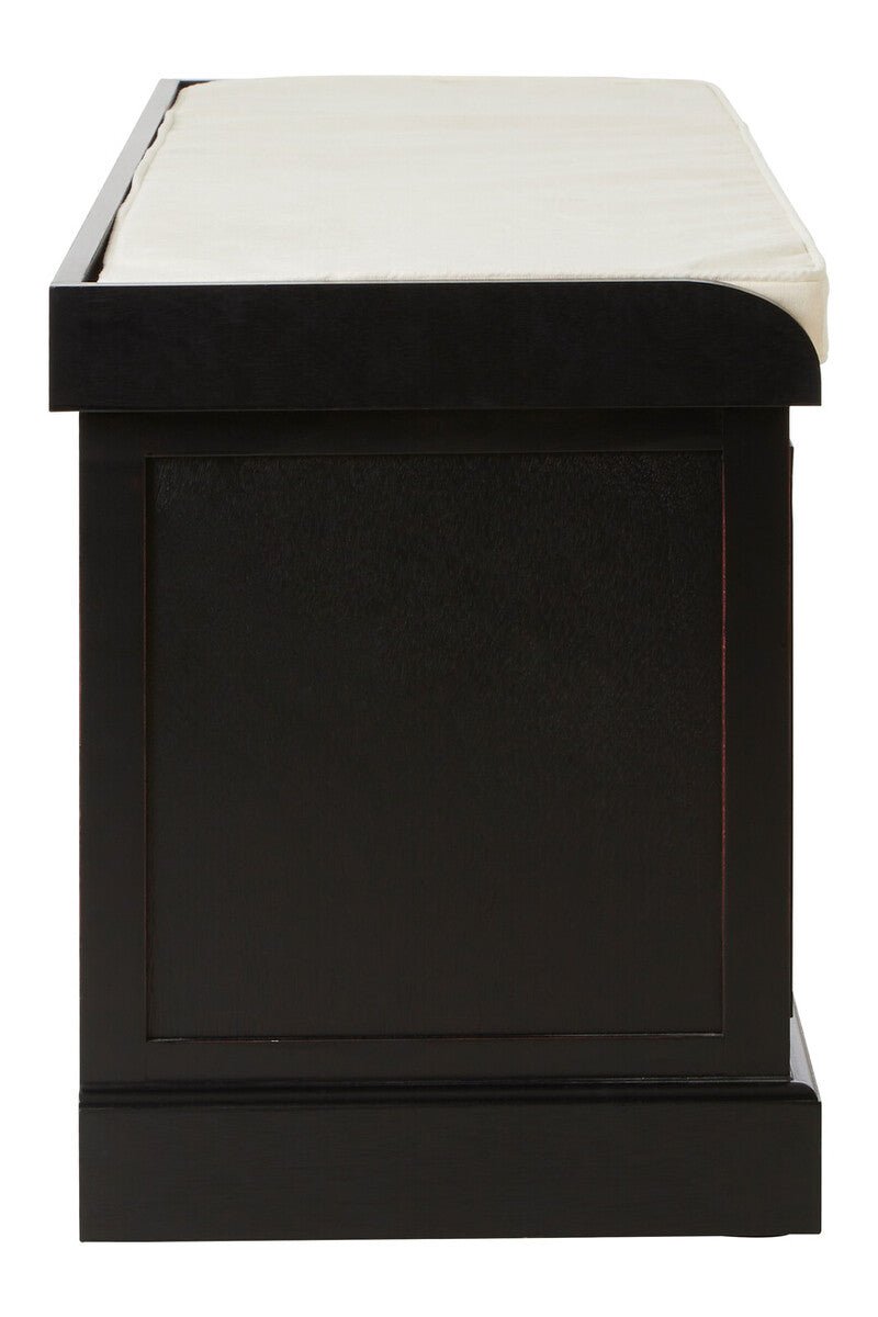 Heritage Black Three Drawer Storage Bench with Cushion - Joe’s Haven