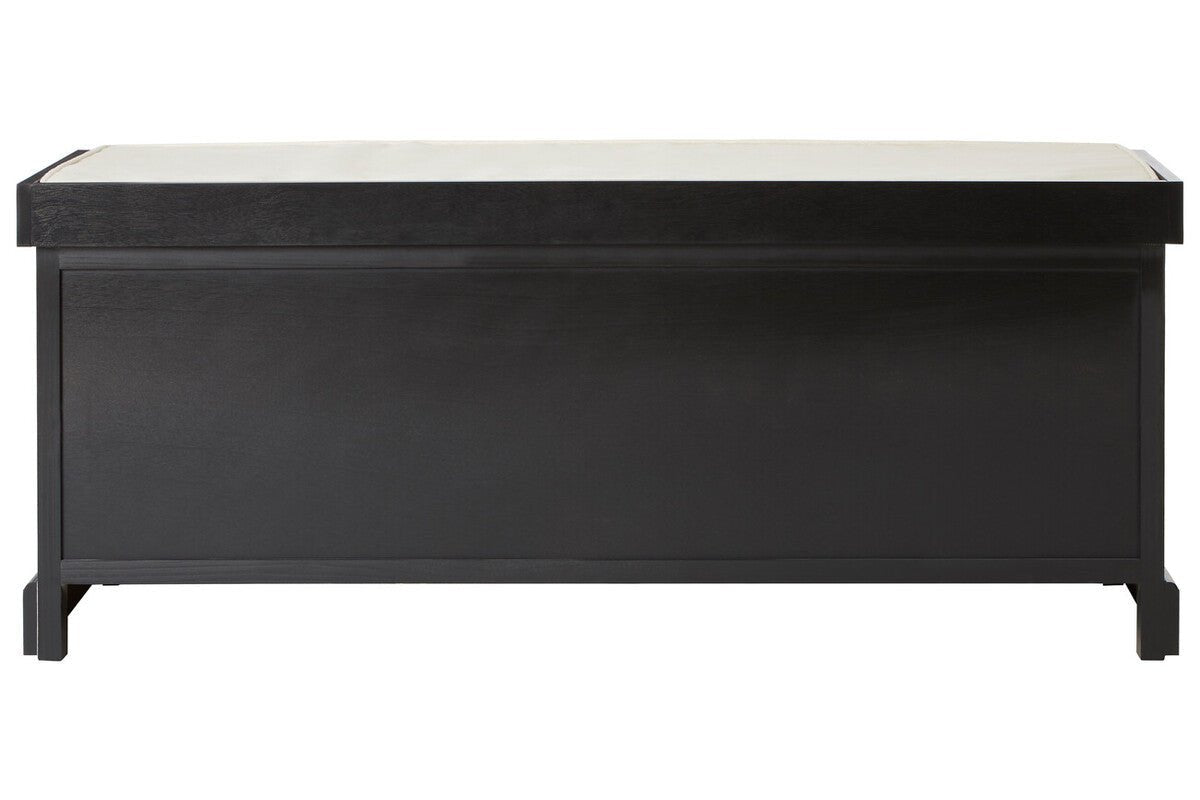 Heritage Black Three Drawer Storage Bench with Cushion - Joe’s Haven